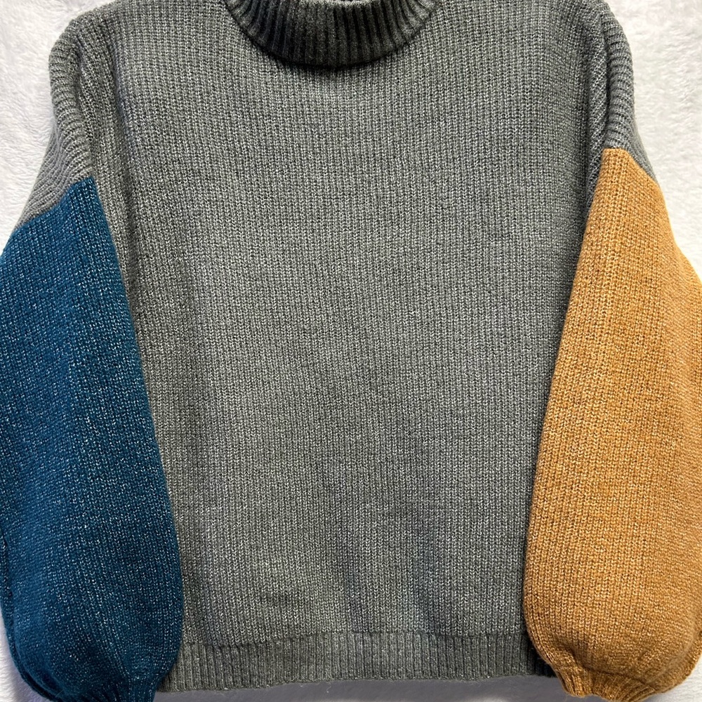 Brixton Women's Crew Neck Sweater - Gray, Blue, and Mustard